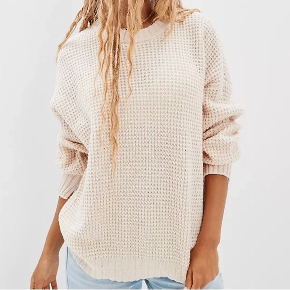 American Eagle oversized waffle knit crewneck sweater - Picture 2 of 3